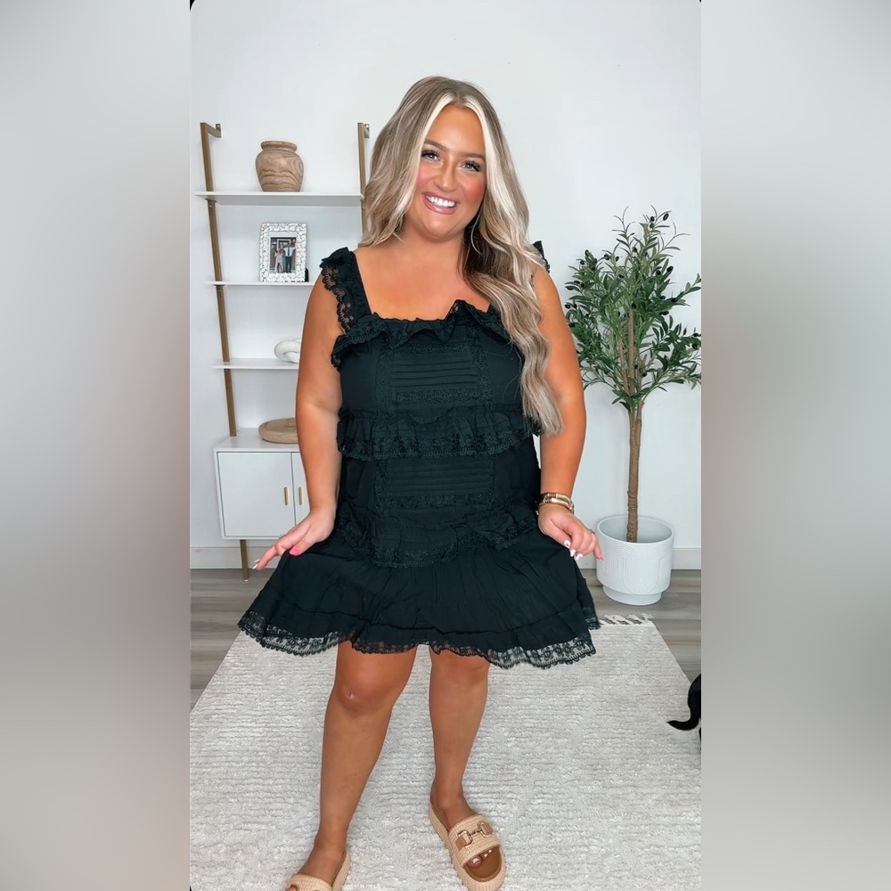 Elegant Black Lace Mini Dress